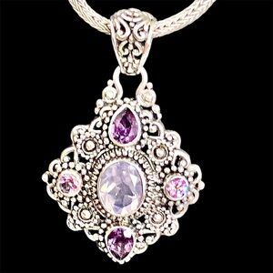 Elegant Sarda Silver and Purple Amethyst Pendant